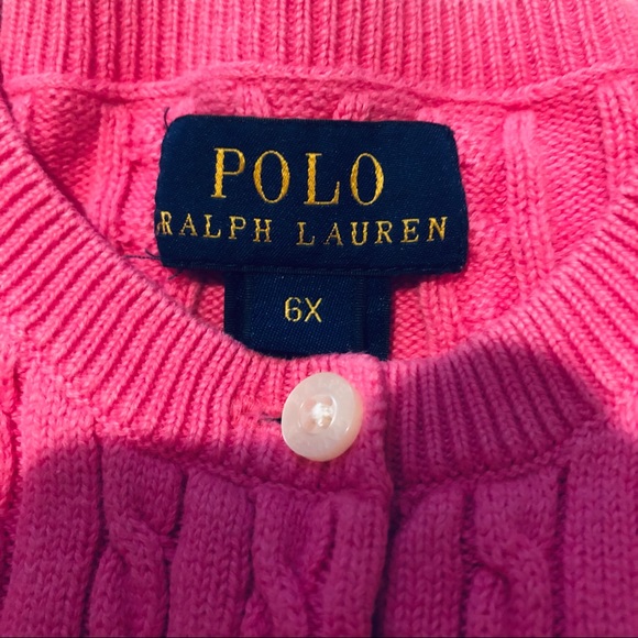 Polo Ralph Lauren Pink Mini Cable Cardigan Sweater - Picture 2 of 3